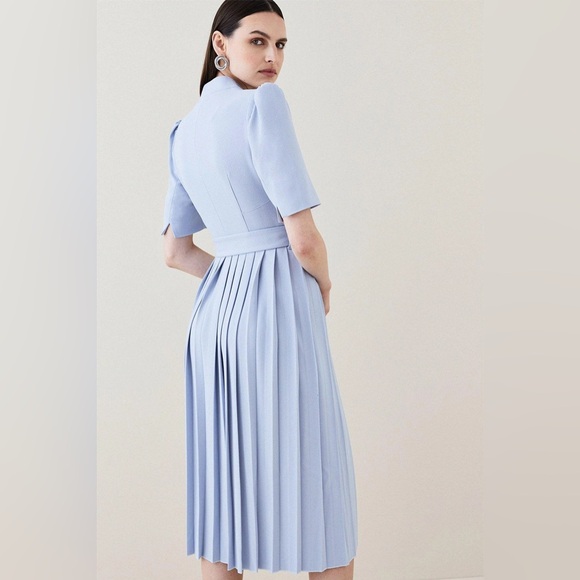 NWT KAREN MILLEN Tall Structured Crepe Forever Pleated Midi Dress. $439 - Picture 13 of 14